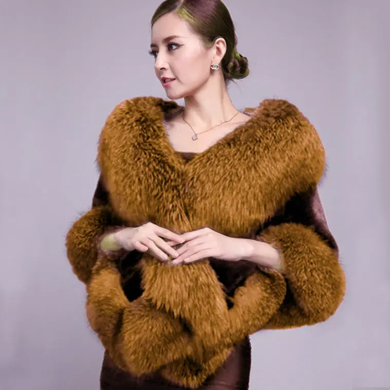 Новое Yfashion женское модное зимнее пальто из искусственного меха мягкая длинная нежная накидка шаль-85 - Цвет: 12
