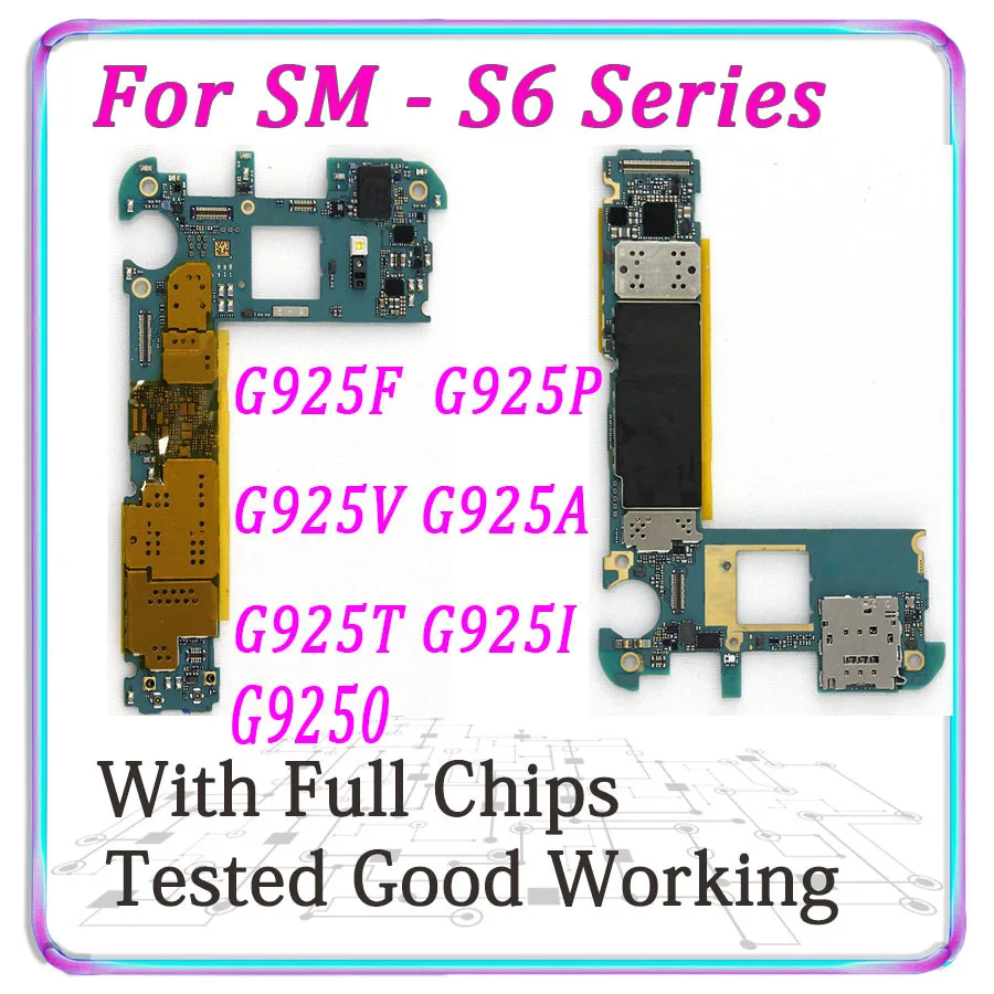 Для samsung Galaxy S6 G925F G925P G925V G925A G925T G925I G9250 G925FQ оригинальная материнская плата разблокировка логическая плата