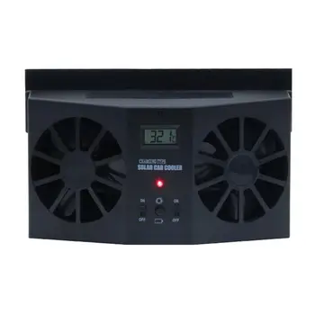 

Solar Car Ventilation Fan / Double Air Outlet Car Exhaust Fan / Solar Car Desuperheater R-8032 Black And White