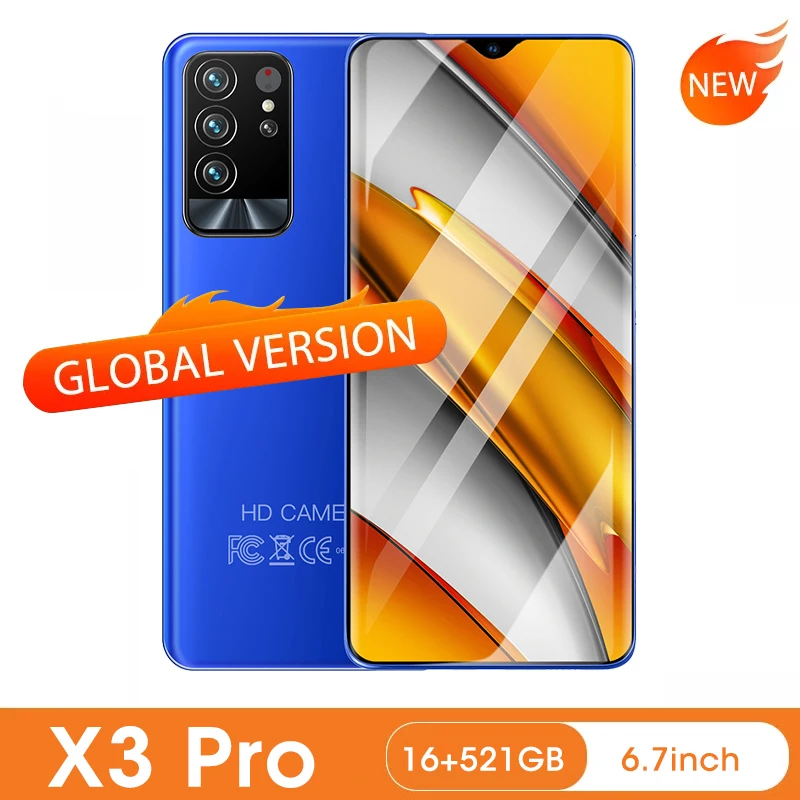 Buy News X3 Pro Smartphone 6.7 inch Android 16GB 512GB Celulares HD unlocked Telephone 4G 5G Global Version Mobile phones Cell Phone