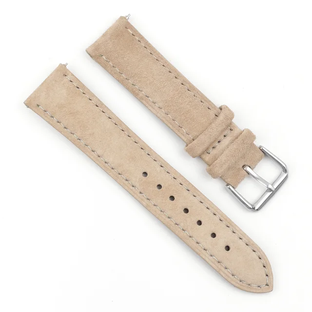 Soft Suede Leather Watch Band 18mm 19mm 20mm 22mm 24mm Blue Watch Straps Stainless Steel Buckle Watch Accessories beige