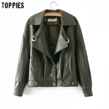

toppies white faux leather jackets short bomber jacket back button coat 2020 spring ladies outwear