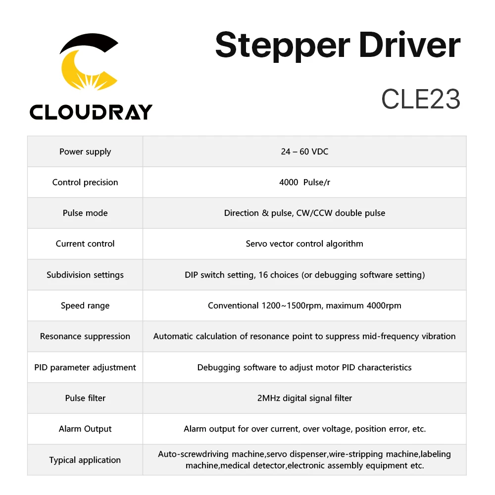 Cloudray Nema 23 Stepper Motor with Encoder 3.0N.m Closed Loop Stepper Motor Driver Easy Servo Driver with 1.5m Free cable — view 6