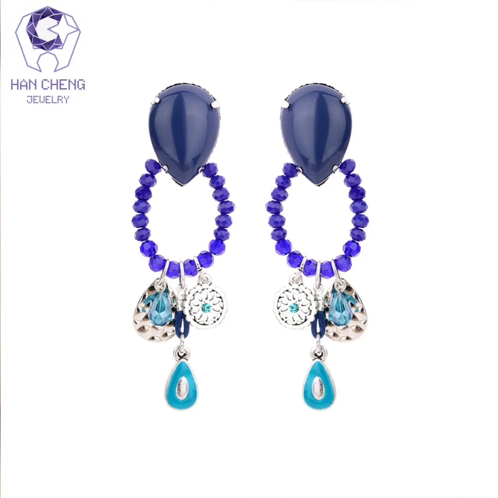 HanCheng новые полимерные богемные длинные висячие серьги-клипсы в стиле бохо форме