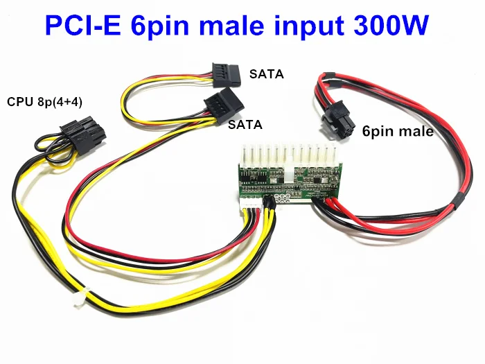Entrada Pico Atx Switch Mineração Psu 24pin Mini Itx dc para Atx pc Fonte de Alimentação para Computador Mais 4pin Cpu 8pin Ide Mais 2pin 300w 12v - Imagem 4