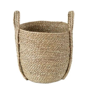 

1PC Garden Straw Hand Basket Woven Storage Basket Flower Planter Basket Kids Toys Organizer
