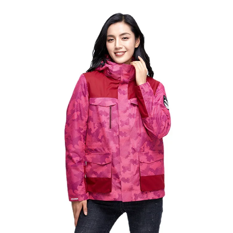 Winter Couples With The Same Style Of Jackets, Ski Suits, Outdoor Fishing Suits, Three-in-one Detachable Plus Velvet Ski Jackets