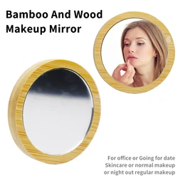 Private Customization Bamboo Wood Makeup Mirror Portable Home Small Mirror Beauty Cosmetic Tools