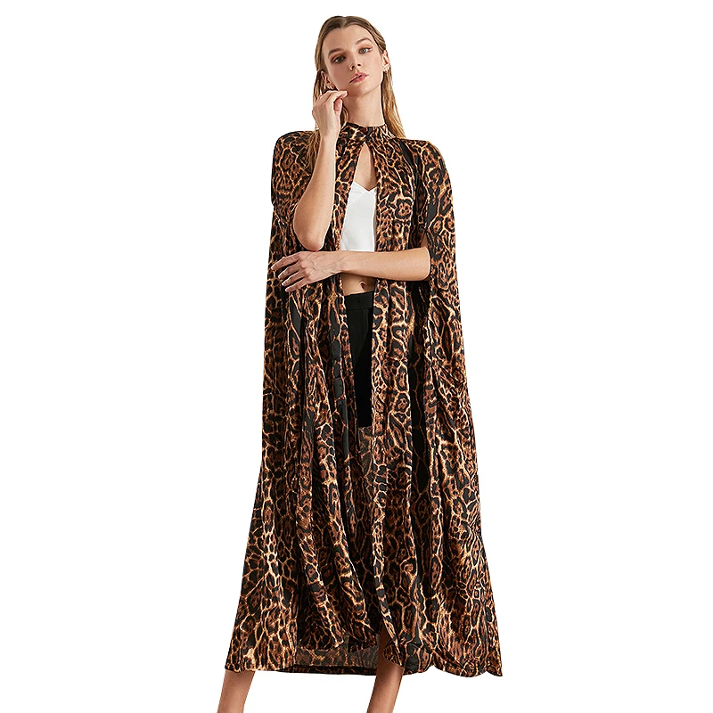 TWOTWINSTYLE Vintage Print Leopard Women's Windbreaker Stand Neck Sleeveless Trench Coat Female Fashion Autumn Clothing New