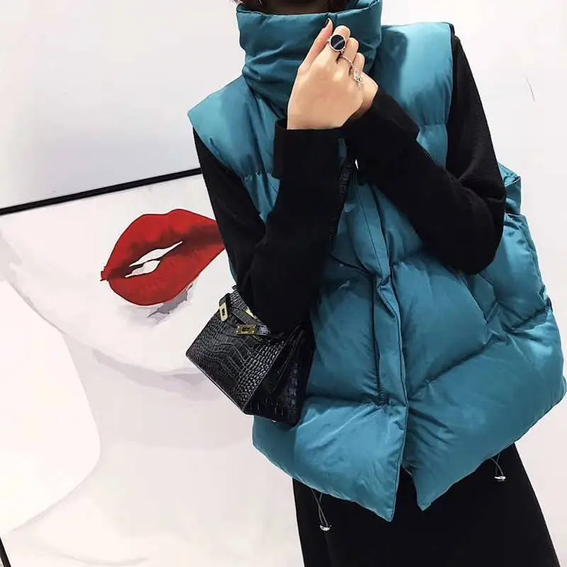 Harajuku жилет с воротником-стойкой женский пуховик с хлопковой подкладкой женская зимняя куртка плотный Свободный жилет Chaleco женский жилет C5963