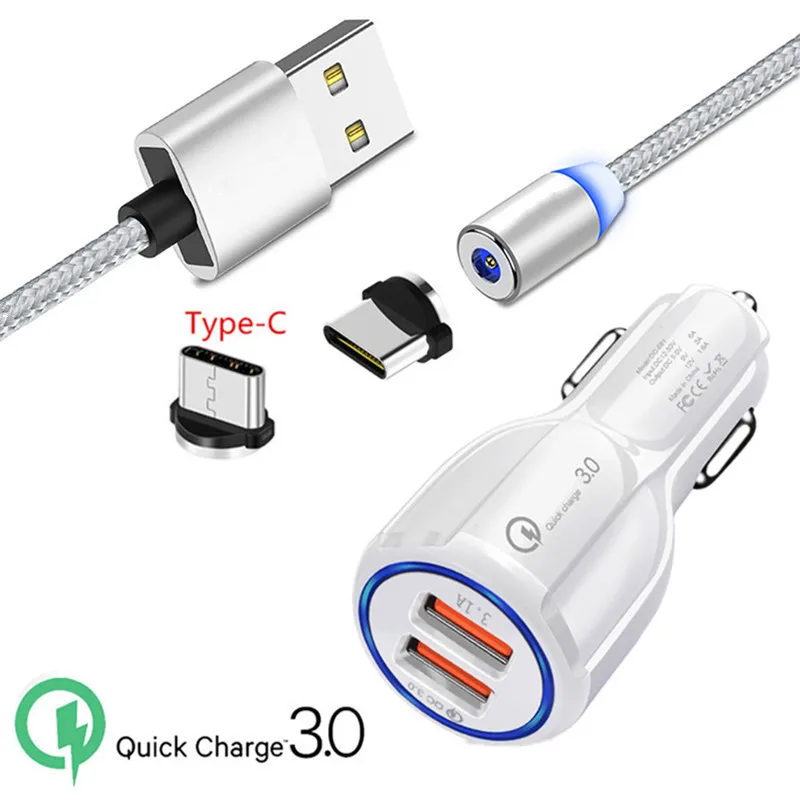 Магнитный кабель типа C Oppo Reno BLU G9 LG G6 HTC 10 EVO QC 3 0 USB LED быстрое автомобильное