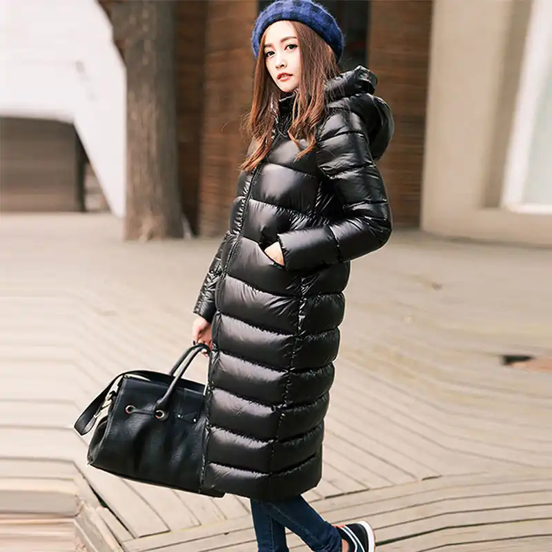 プラスサイズ 90 ホワイトダックダウンジャケット女性厚いロング冬コート女性フード付き韓国女性フグジャケット防水yrf32 ダウンコート Aliexpress
