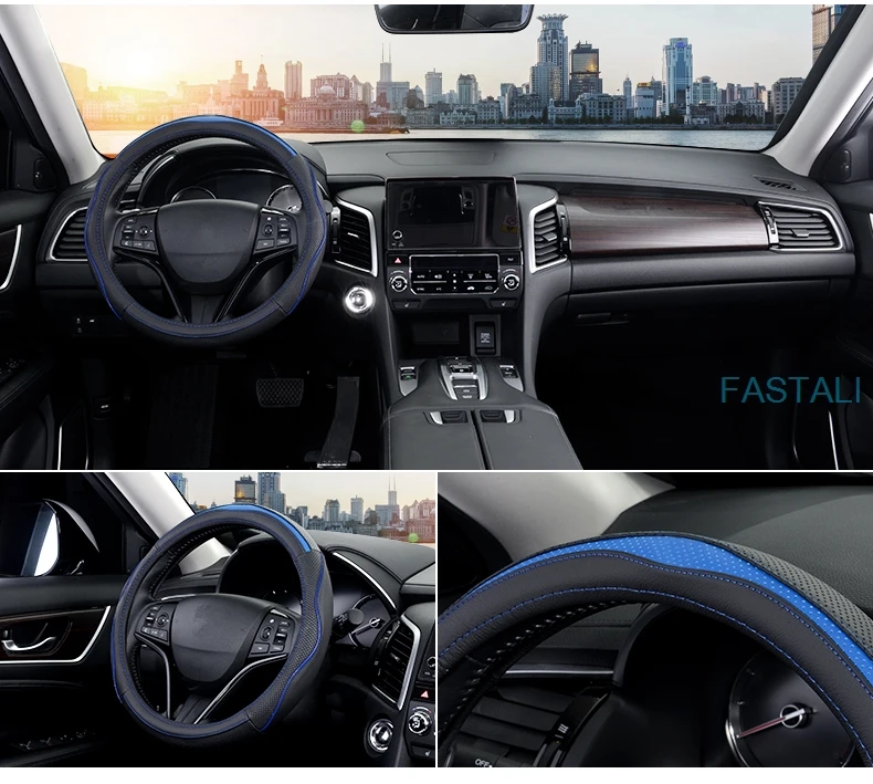 Для Honda FIT JAZZ- кожаный чехол на руль четыре сезона универсальный кожаный чехол на руль Нескользящие автомобильные запчасти