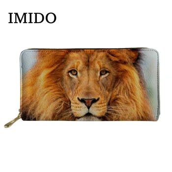 

Walets For Ladies Cool Animal Tiger Lion 3D Printed PU Leather Purse Ladies Phone Pocket Card Holder Designer Purse 2019