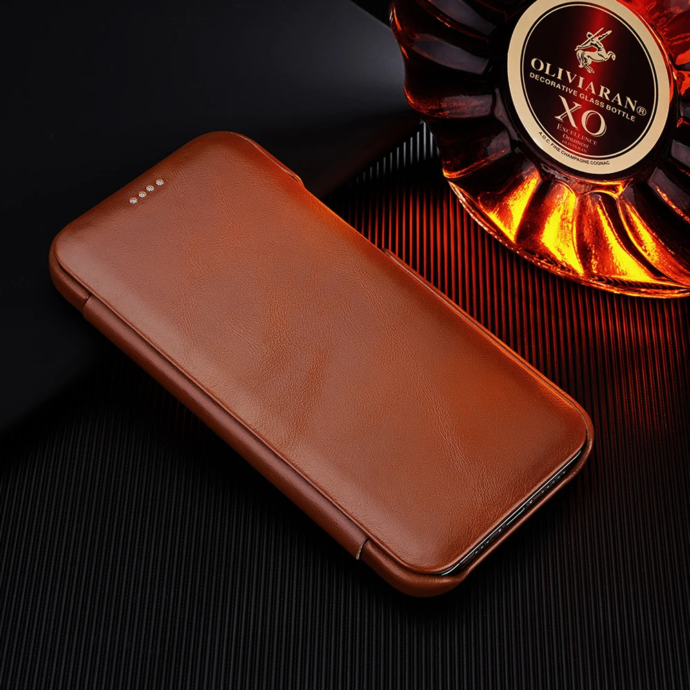 Оригинальный флип чехол iCarer из натуральной кожи в стиле ретро для Apple iPhone 11 12 Mini Pro