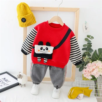 

for Toddler Infant Clothes Suits Baby Girls Boys Clothing Sets Autumn Plush Cartoon Tops Pants Child Kids Costume