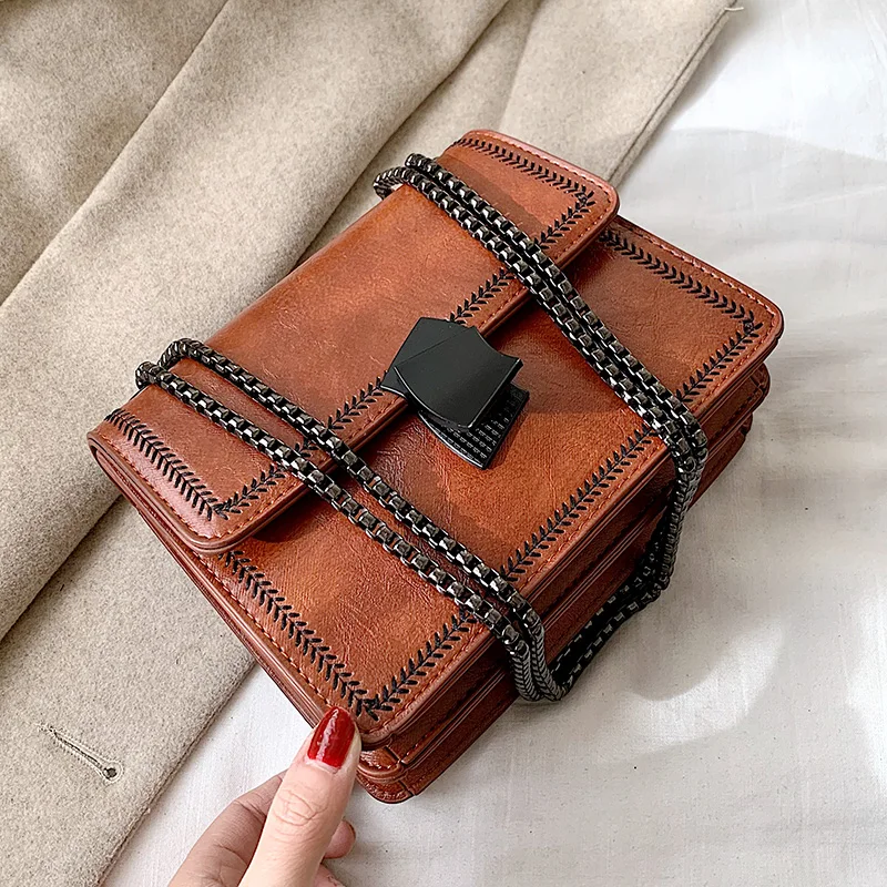 

Fashion Solid Chain Women Crossbody Shoulder Bags 2020 Quality PU Leather Clutches Ladies Designer Messenger Bags Female Purses