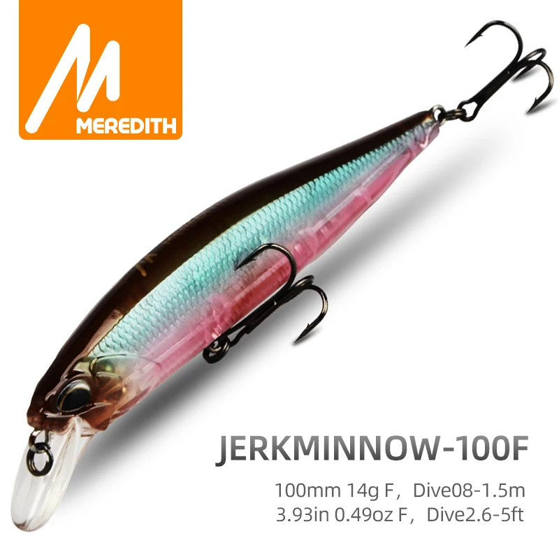 MRERDITH-señuelo de pesca, cebo duro de 24 colores, wobbler MINNOW, calidad profesional Depth0.8-1,5 m, 100F, 14g