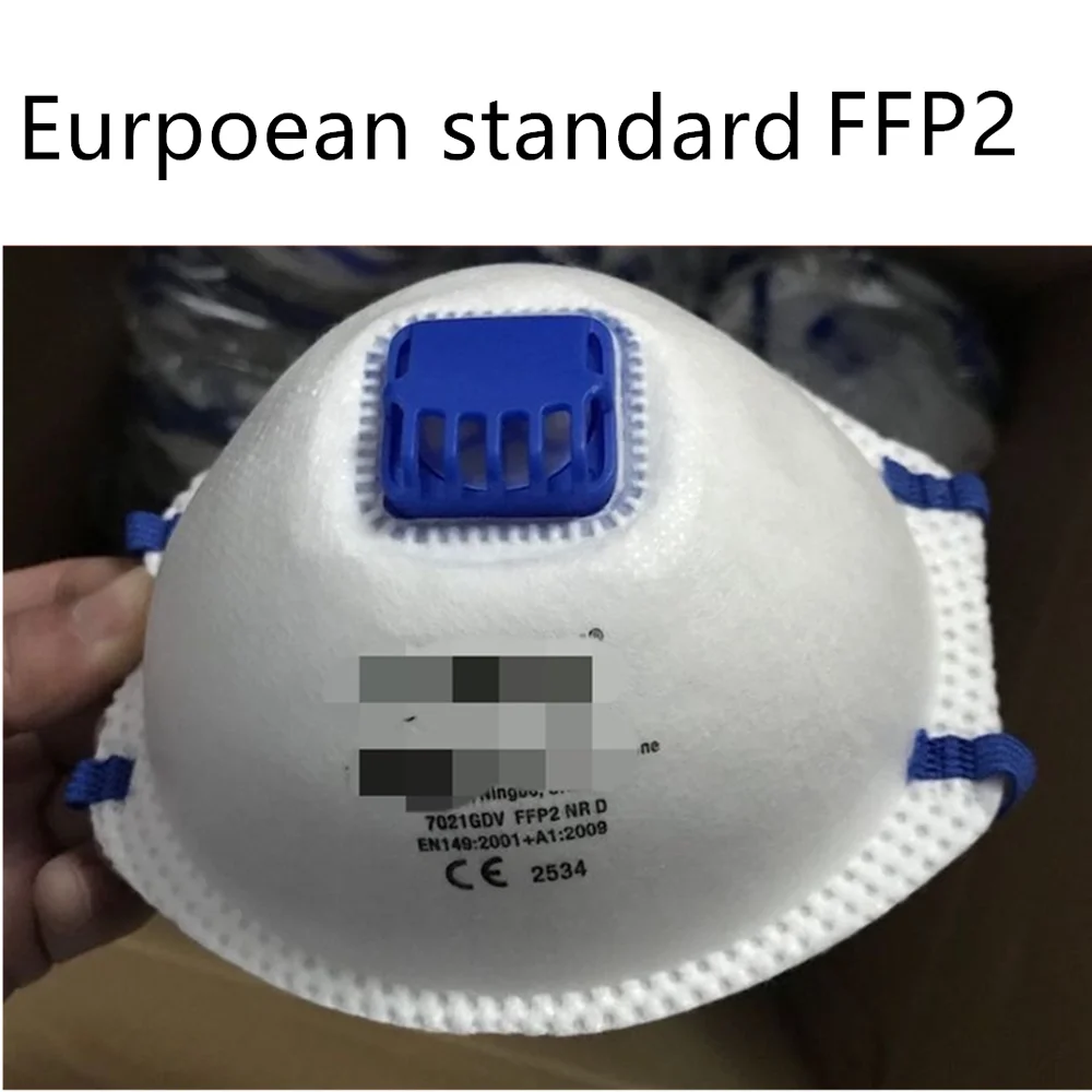 

European standard FFP2 protective mask N95, safety with breathing valve box package or bag package