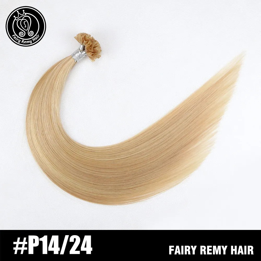 P14/24 # Кератиновые накладные Человеческие волосы Remy на капсулах, цвет рояль блонд 0,8 г/прядь 16 ”18” 20 ”40 г/упак - Цвет: P14/24 #