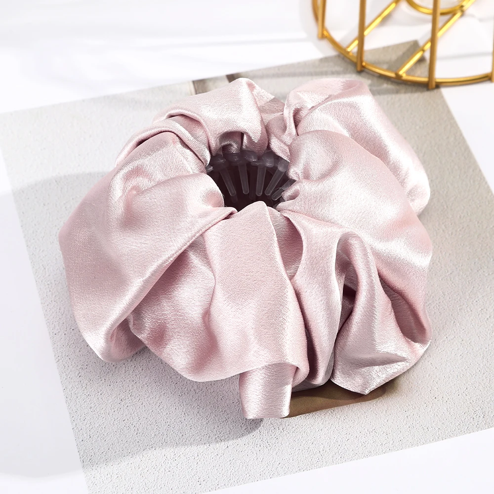 Haimeikang New Bird's Nest Hair Claw Women Ponytail Holder Hair Bun Buckle Clip Solid Color Satin Hair Accessories Headwear head scarves for women