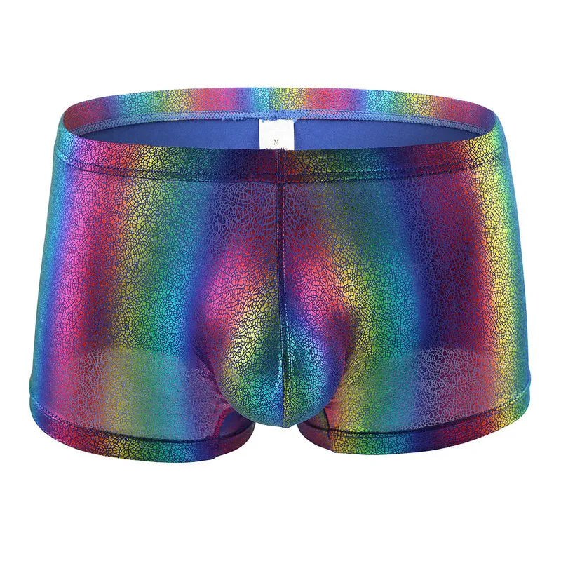 Sexy Men Tanks Tops Pants Boxer Shorts Rainbow Striped Male Stage Performance Costumes Gay Singlet Undershirts Lingerie Clubwear