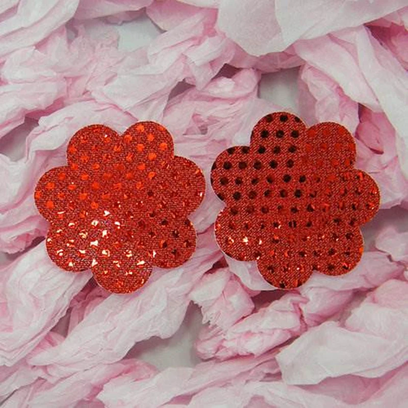 

Red Sequin 1 Pairs Women's Nipple Cover Sexy Underwear Accessories Butterfly Love Heart Flower Star Sticky Invisible Lingerie