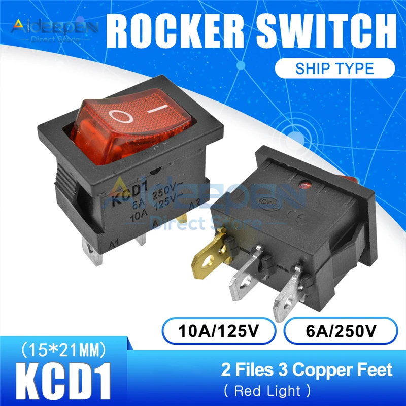 Red light 2-3P KCD1 15x21 мм Лодка кулисный переключатель переменного тока 10A/125V 6A/250V 2 файл с 3 режимами 2/3/4/6 Медь средства ухода за кожей стоп переключатель 15*21 мм с Водонепроницаемый Кепки - Цвет: Red light 2-3P