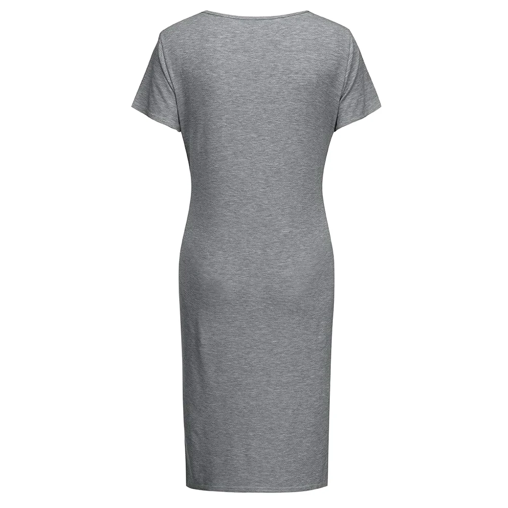 Women's Side Slit Maternity Clothes Bodycon Dress Mama Casual Short Sleeve Wrap Vestidos Womens Clothing Plus Size Robe