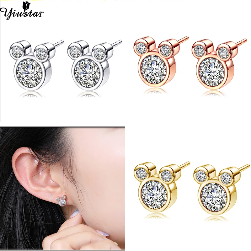 ЦИРКОНИЕВЫЕ серьги милые Мультяшные Серьги Микки крошечные из нержавеющей стали