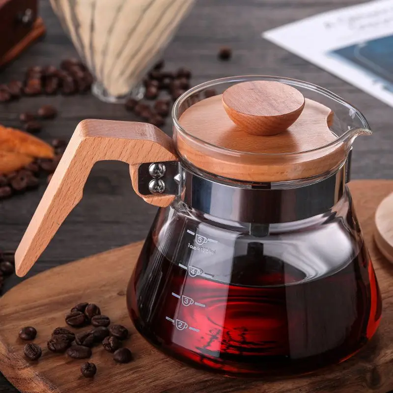 New V60 Pour Over Glass Range Coffee Server�Hand Explosion-proof Made Coffee Maker High Quality Bottle Kitchen Accessories