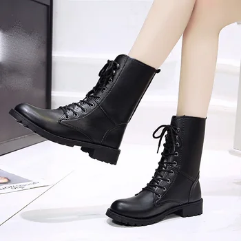 

2019 Boots Women pu leather ankle Shoes For Winter Boots Shoe Woman Casual Spring pu Leather Botas Mujer Female Ankle Boots shoe