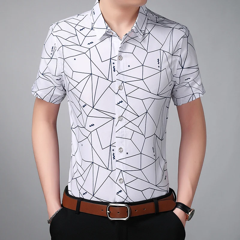 Male Casual Shirt with Turn-down Collar and Short Sleeves-5