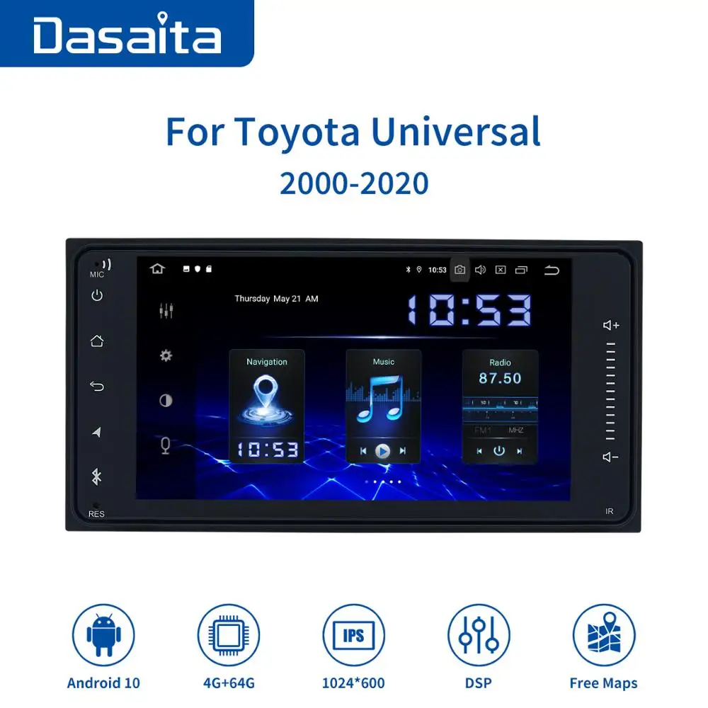 

7" Car 2 Din Android 10.0 Radio for Toyota Corolla Camry Prado RAV4 Highlander Yaris Tundra Sequoia 4 Runner GPS
