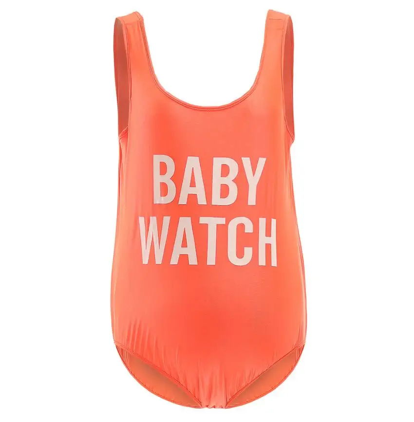 Sexy Maternity Swimsuit Bathing Suit Summer Pregnant swimwear Plus Size Swimwear Striped Print One Piece Bikini Beach - Color: Orange