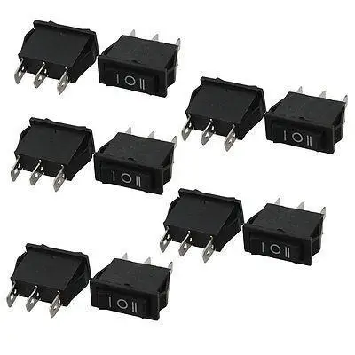 

10 Pcs AC 6A/250V 15A/125V 3 Pin SPDT ON-OFF-ON 3 Position Boat Rocker Switch