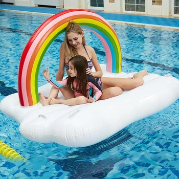 

Swimming Pool Inflatable Rainbow Floating Row Bed White Floating Island PVC Rainbow Cloud Adult Children Water Air Cushion