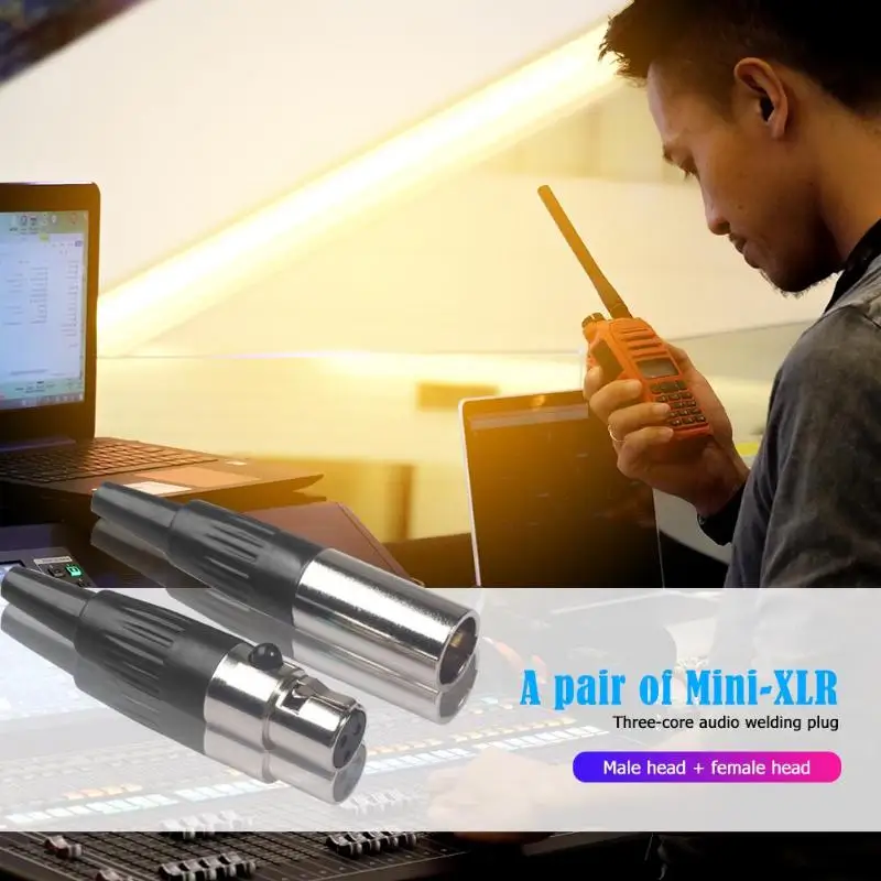 Прочный штыревой разъем Mini XLR износостойкий штекер Mini XLR набор 3 штыревых+ гнездовых разъемов для пайки микрофона