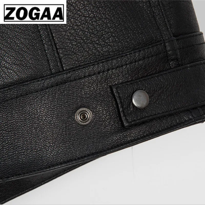 ZOGGA 2019 Men Vest Black Biker Motorcycle Hip Hop Waistcoat Male Faux Leather Punk Solid Black 2