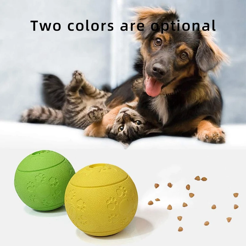 Dog Treat Ball, Durable Rubber Treat Food Dispenser, Non Toxic Chew