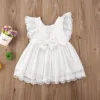 Ma y 6M-5Y niño chico niños, bebés, niñas blanco vestido de volantes de verano de encaje vestidos de princesa del arco ropa trajes ► Foto 3/5