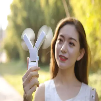 

High quality Portable Handheld USB Mini Fan v36 Double Head Folding Desktop Electric Fan Household Electrical