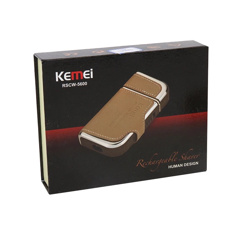 Kemei KM-5600, мужская электробритва, бритва в винтажном стиле, кожа, обернутая, перезаряжаемый триммер для усов, бороды, бритвенный станок