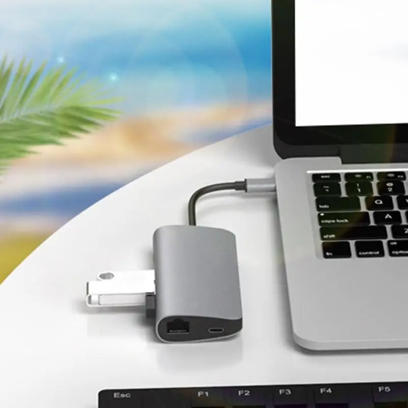 Горячая 8 в 1 type-C адаптер нежной текстуры тип-c к HDMI+ PD+ 3 USB 3,0+ RJ45+ TF+ карта памяти док-станция адаптер