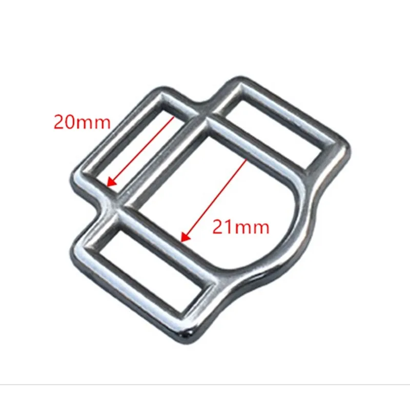 10pcs fibbie in acciaio inossidabile forte fibbia in metallo con cavezza quadrata 3 slot 20mm