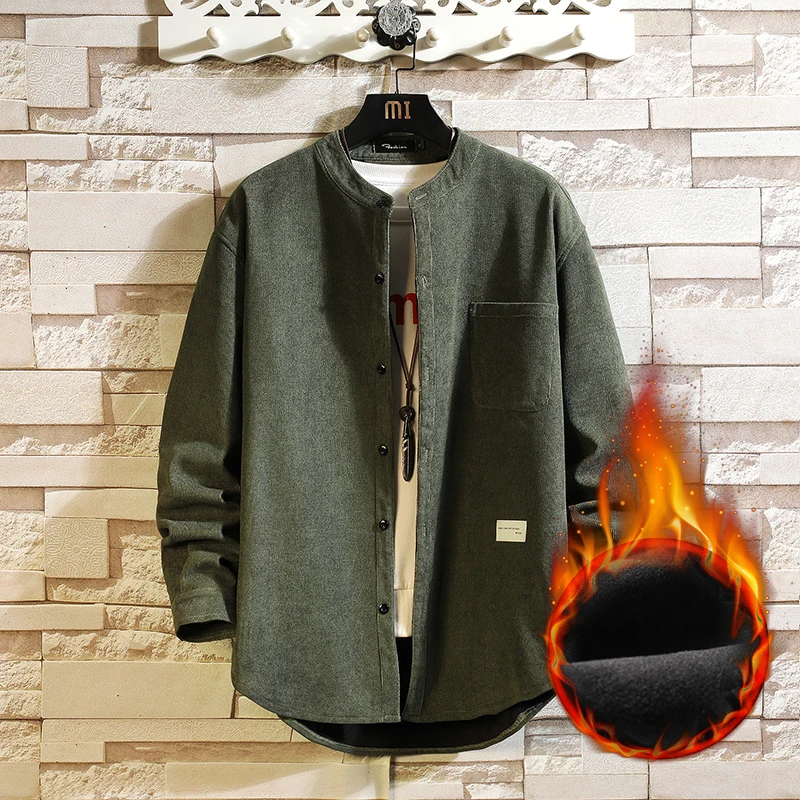 

Мужская теплая флисовая рубашка, Повседневный Кардиган в стиле хип-хоп с длинными рукавами, одежда для зимы 2021