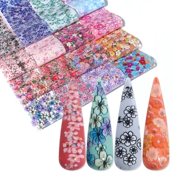 

16PCS Rose Flower Transfer Foil Set for Nail Holographic Starry Sky Sticker Full Wraps Adhesive Nail Art Decoration Decal LA1026