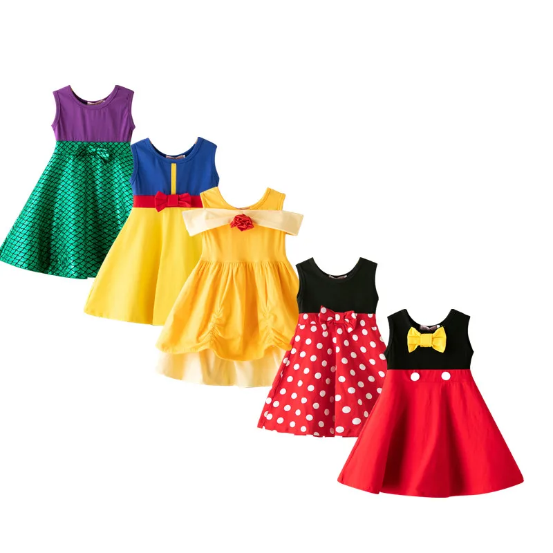 Girls Clothing Cosplay Snow White Princess Dress Belle Moana Minnie Mouse Dress Birthday Dresses Kids Halloween Costume 3 8Y