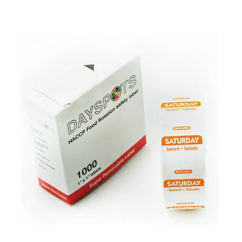DaySpot HYDS-RL1x1-SATURDAY съемный клей Labels" X1" дюймов Дата наклейки для хранения еды вращение, 1000 этикеток/рулон