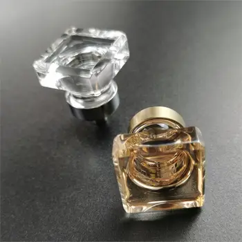 

Square Crystal Glass Knob Clear Cabinet handle and Knob Drawer Pull Dresser Knob Wardrobe Hardware